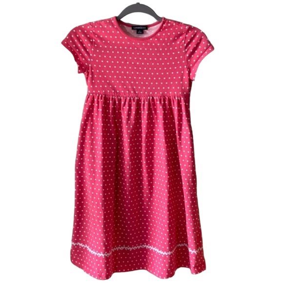 Lands' End Other - Lands End Girls Coral Pink Polka Dot Dress Girls Size 8